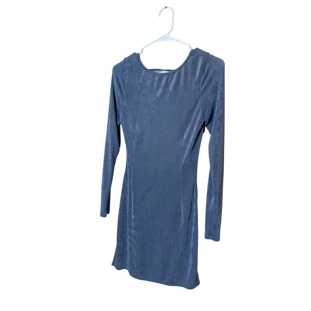 Lioness Dress Womens Small Blue Velour Scoop Neck Open Back Bodycon Mini Party
